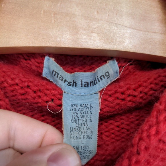 Marsh Landing Women's Tunic Knit Sweater Red Large Fair Isle Pattern Mock Neck - Picture 8 of 11